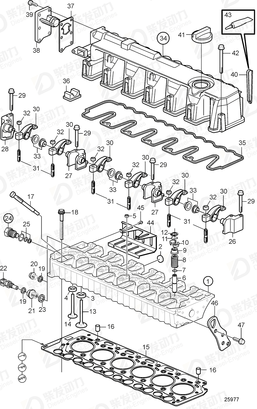VOLVO Cylinder Head 3803975 Drawing